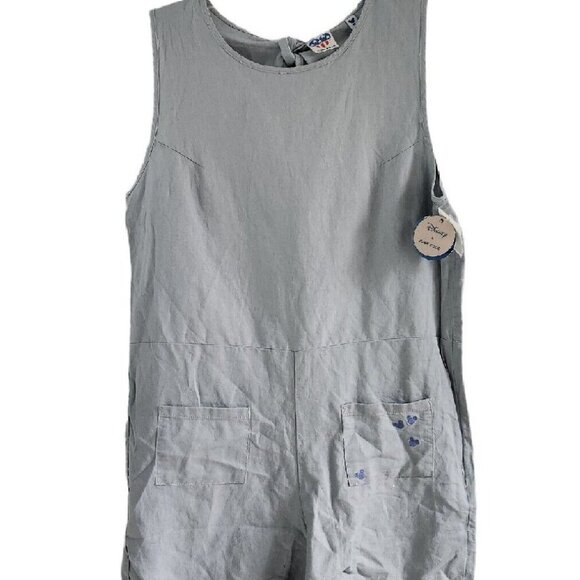 Junk Food Disney Women Size S Gray Mickey Jumper Romper Linen Blend New NWT - Picture 1 of 6